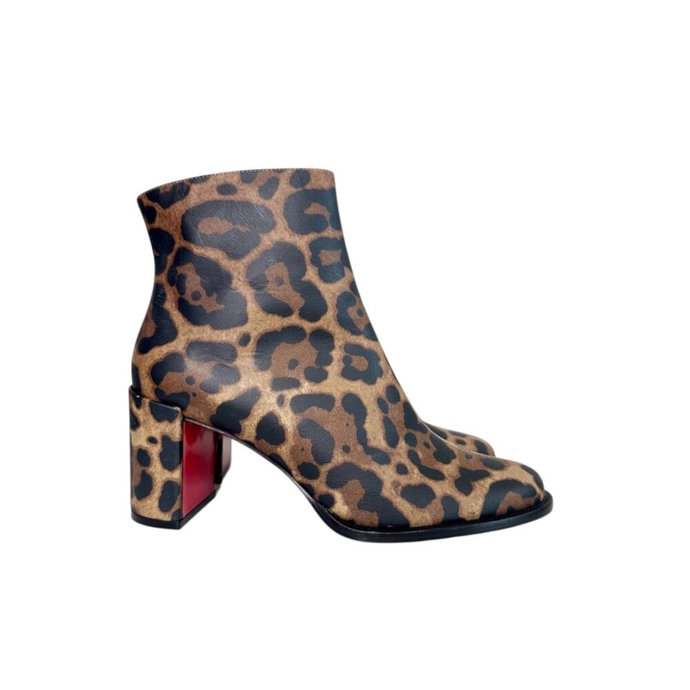NEW Christian Louboutin Adoxa Ankle Boots Size 36 Leopard Print Booties